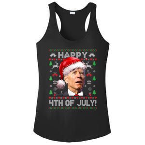 Happy 4th Of July Merry Santa Hat Biden Ugly Christmas Ladies PosiCharge Competitor Racerback Tank