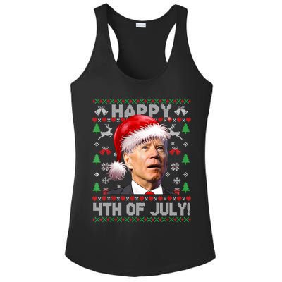 Happy 4th Of July Merry Santa Hat Biden Ugly Christmas Ladies PosiCharge Competitor Racerback Tank