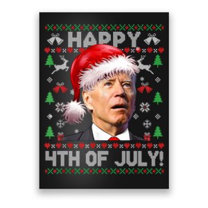 Happy 4th Of July Merry Santa Hat Biden Ugly Christmas Poster