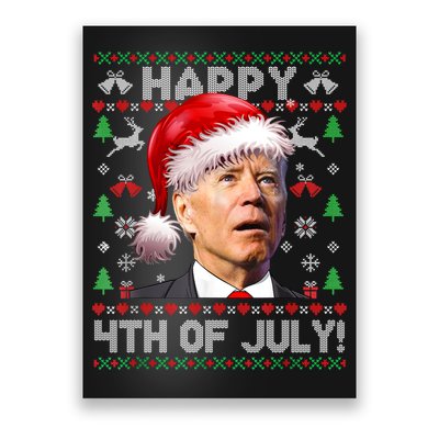 Happy 4th Of July Merry Santa Hat Biden Ugly Christmas Poster