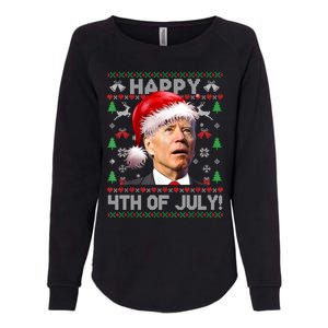 Happy 4th Of July Merry Santa Hat Biden Ugly Christmas Womens California Wash Sweatshirt