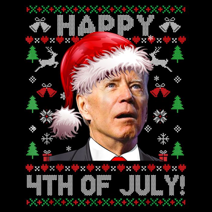 Happy 4th Of July Merry Santa Hat Biden Ugly Christmas Baby Bodysuit