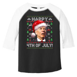 Happy 4th Of July Merry Santa Hat Biden Ugly Christmas Toddler Fine Jersey T-Shirt