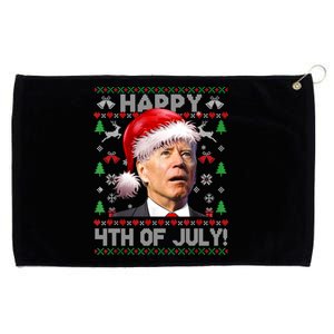 Happy 4th Of July Merry Santa Hat Biden Ugly Christmas Grommeted Golf Towel