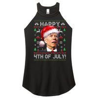 Happy 4th Of July Merry Santa Hat Biden Ugly Christmas Women's Perfect Tri Rocker Tank