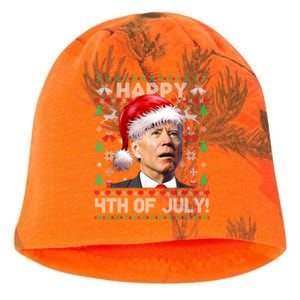 Happy 4th Of July Merry Santa Hat Biden Ugly Christmas Kati - Camo Knit Beanie