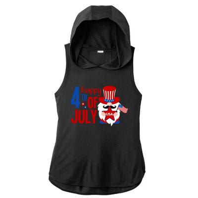 Happy 4th Of July Gnome Usa American Flag Patriotic Gnome Gift Ladies PosiCharge Tri-Blend Wicking Draft Hoodie Tank