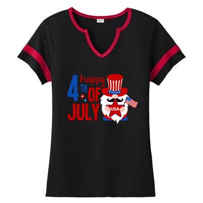 Happy 4th Of July Gnome Usa American Flag Patriotic Gnome Gift Ladies Halftime Notch Neck Tee