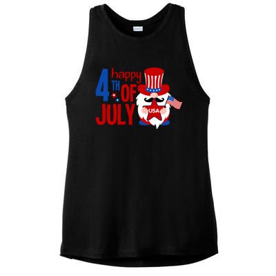 Happy 4th Of July Gnome Usa American Flag Patriotic Gnome Gift Ladies PosiCharge Tri-Blend Wicking Tank