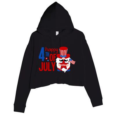 Happy 4th Of July Gnome Usa American Flag Patriotic Gnome Gift Crop Fleece Hoodie