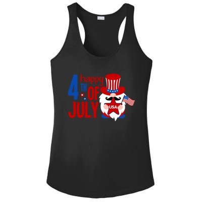 Happy 4th Of July Gnome Usa American Flag Patriotic Gnome Gift Ladies PosiCharge Competitor Racerback Tank