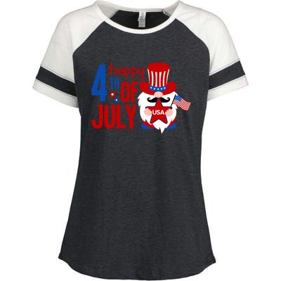 Happy 4th Of July Gnome Usa American Flag Patriotic Gnome Gift Enza Ladies Jersey Colorblock Tee