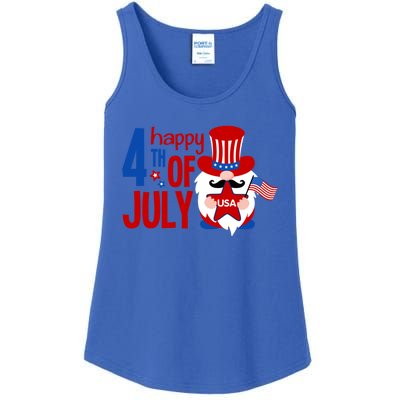 Happy 4th Of July Gnome Usa American Flag Patriotic Gnome Gift Ladies Essential Tank