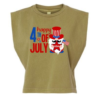 Happy 4th Of July Gnome Usa American Flag Patriotic Gnome Gift Garment-Dyed Women's Muscle Tee