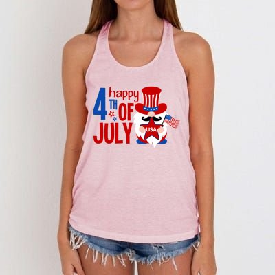 Happy 4th Of July Gnome Usa American Flag Patriotic Gnome Gift Women's Knotted Racerback Tank