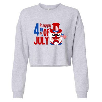 Happy 4th Of July Gnome Usa American Flag Patriotic Gnome Gift Cropped Pullover Crew