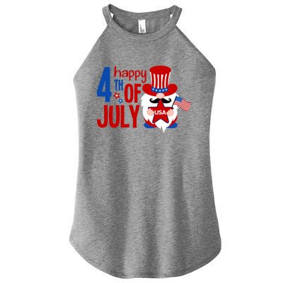 Happy 4th Of July Gnome Usa American Flag Patriotic Gnome Gift Women's Perfect Tri Rocker Tank