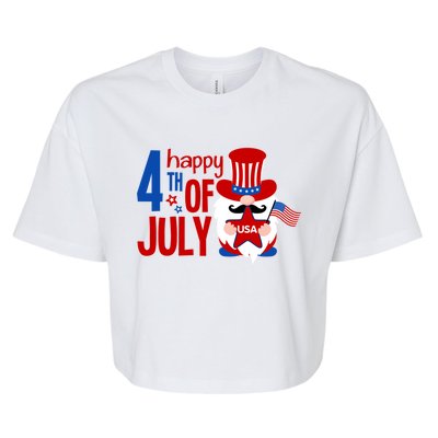 Happy 4th Of July Gnome Usa American Flag Patriotic Gnome Gift Bella+Canvas Jersey Crop Tee