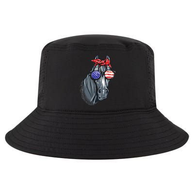 Horse 4th Of July Horse Graphic American Flag Cool Comfort Performance Bucket Hat