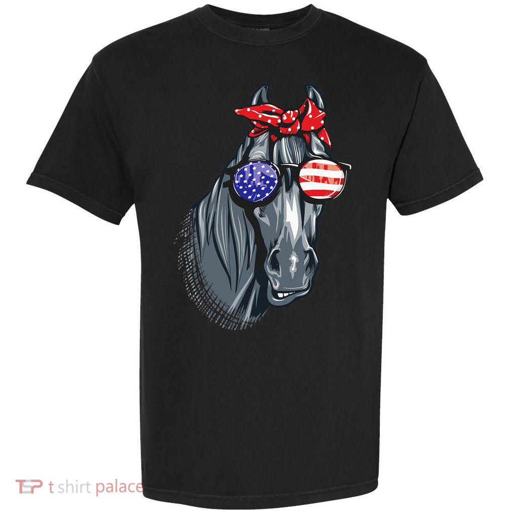 Horse 4th Of July Horse Graphic American Flag Garment-Dyed Heavyweight T-Shirt