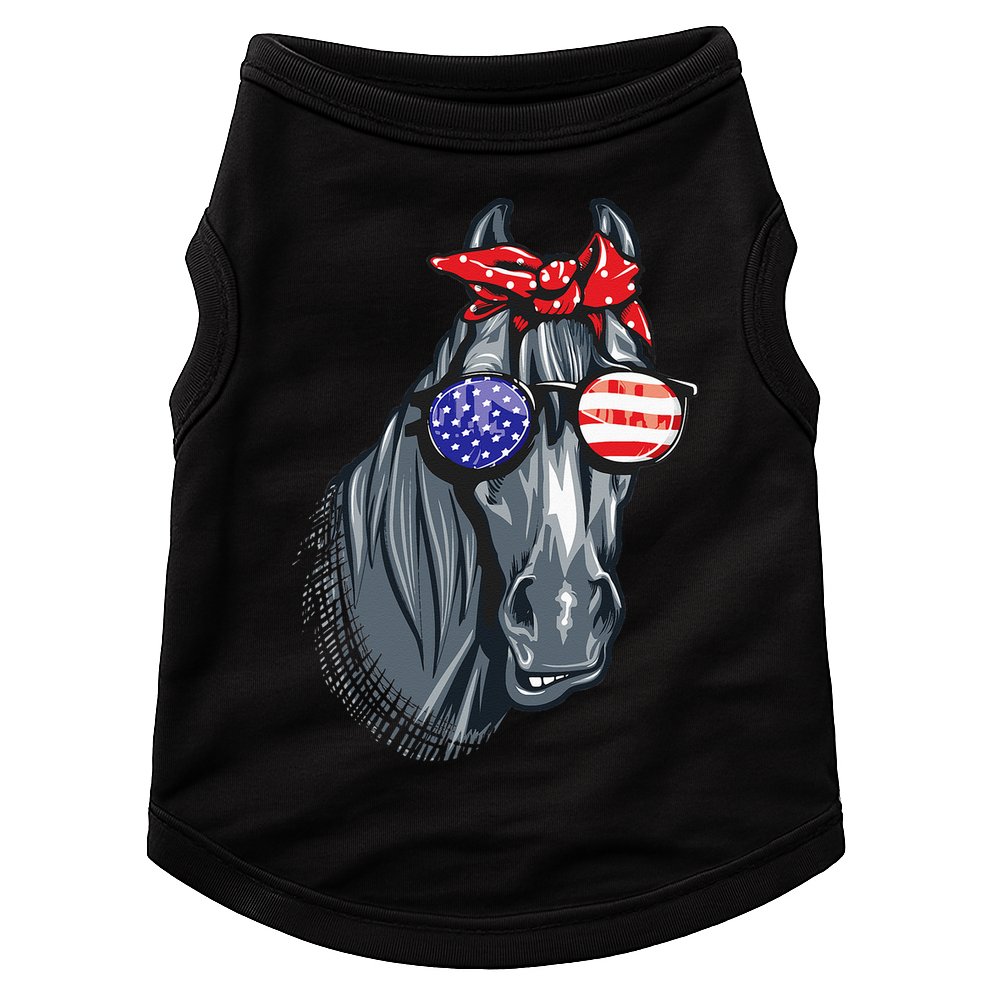 Horse 4th Of July Horse Graphic American Flag Doggie Tank