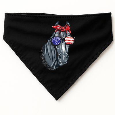 Horse 4th Of July Horse Graphic American Flag USA-Made Doggie Bandana