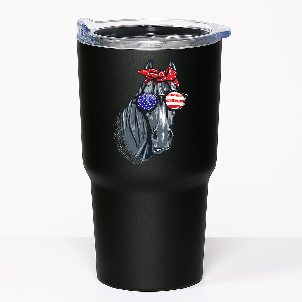 Horse 4th Of July Horse Graphic American Flag Tumbler