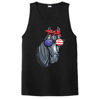 Horse 4th Of July Horse Graphic American Flag PosiCharge Competitor Tank