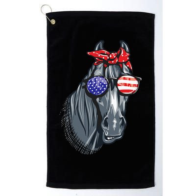 Horse 4th Of July Horse Graphic American Flag Golf Towel