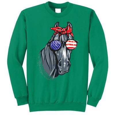 Horse 4th Of July Horse Graphic American Flag Sweatshirt