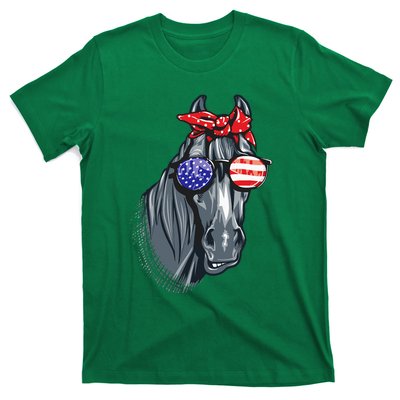 Horse 4th Of July Horse Graphic American Flag T-Shirt