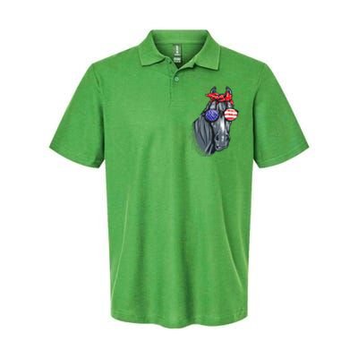 Horse 4th Of July Horse Graphic American Flag Softstyle Adult Sport Polo