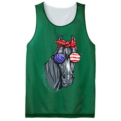 Horse 4th Of July Horse Graphic American Flag Mesh Reversible Basketball Jersey Tank