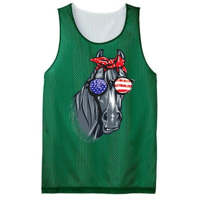 Horse 4th Of July Horse Graphic American Flag Mesh Reversible Basketball Jersey Tank