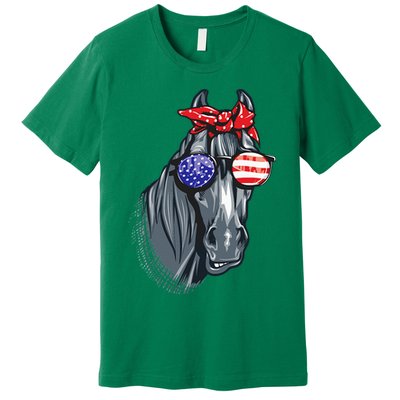 Horse 4th Of July Horse Graphic American Flag Premium T-Shirt