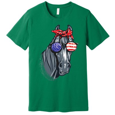 Horse 4th Of July Horse Graphic American Flag Premium T-Shirt