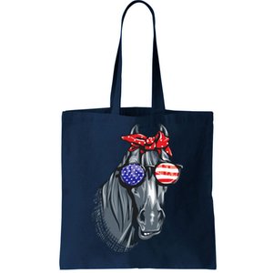 Horse 4th Of July Horse Graphic American Flag Tote Bag