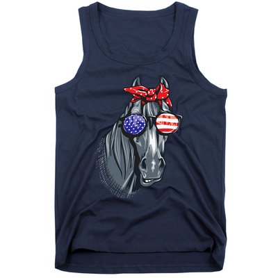 Horse 4th Of July Horse Graphic American Flag Tank Top