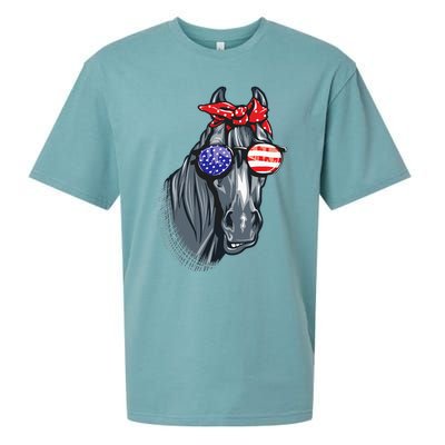 Horse 4th Of July Horse Graphic American Flag Sueded Cloud Jersey T-Shirt