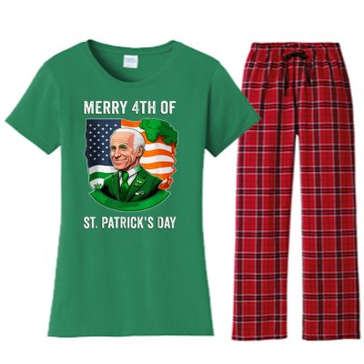 Happy 4th Of July Confused Funny Joe Biden St Patricks Day Women's Flannel Pajama Set