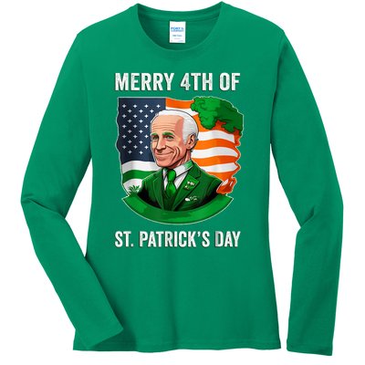 Happy 4th Of July Confused Funny Joe Biden St Patricks Day Ladies Long Sleeve Shirt