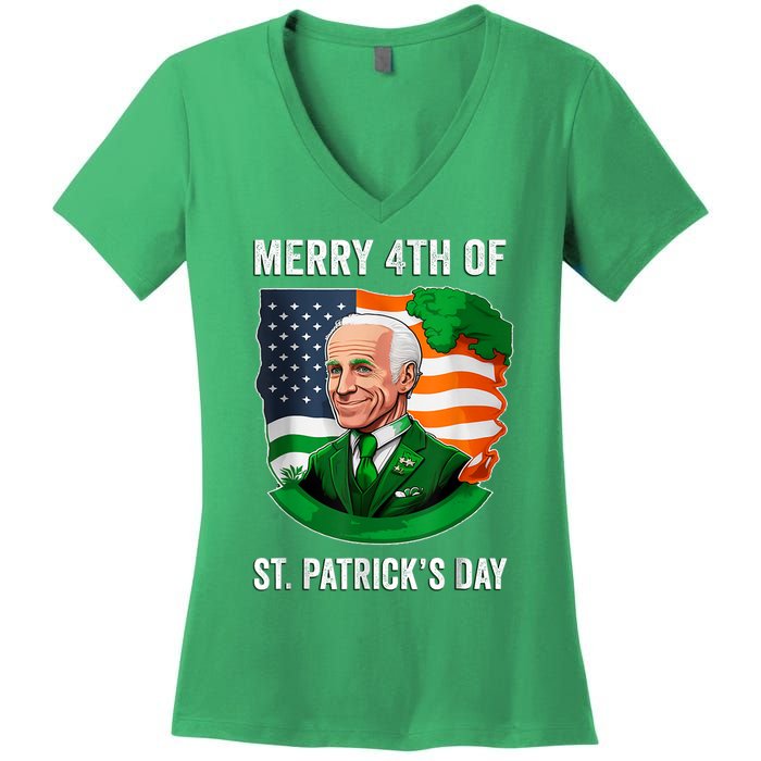 Happy 4th Of July Confused Funny Joe Biden St Patricks Day Women's V-Neck T-Shirt