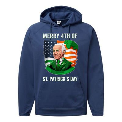 Happy 4th Of July Confused Funny Joe Biden St Patricks Day Performance Fleece Hoodie