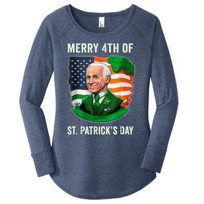 Happy 4th Of July Confused Funny Joe Biden St Patricks Day Women's Perfect Tri Tunic Long Sleeve Shirt