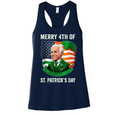 Happy 4th Of July Confused Funny Joe Biden St Patricks Day Women's Racerback Tank