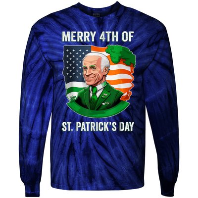 Happy 4th Of July Confused Funny Joe Biden St Patricks Day Tie-Dye Long Sleeve Shirt