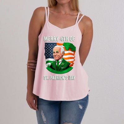 Happy 4th Of July Confused Funny Joe Biden St Patricks Day Women's Strappy Tank