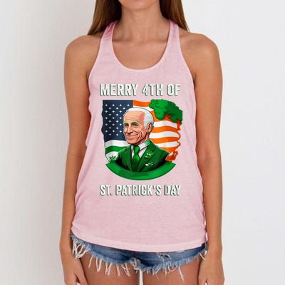 Happy 4th Of July Confused Funny Joe Biden St Patricks Day Women's Knotted Racerback Tank