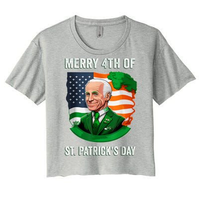 Happy 4th Of July Confused Funny Joe Biden St Patricks Day Women's Crop Top Tee