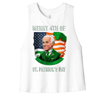 Happy 4th Of July Confused Funny Joe Biden St Patricks Day Women's Racerback Cropped Tank